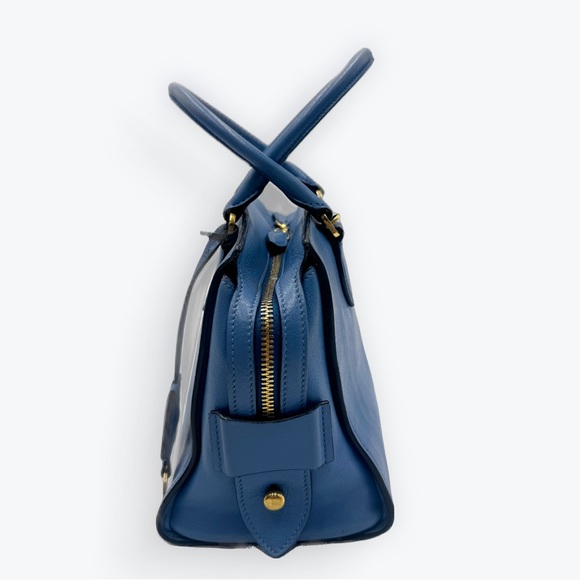 Auth Prada Small Blue Vitello Daino Convertible 2way Satchel Preloved Purse Ex+ - Picture 5 of 16